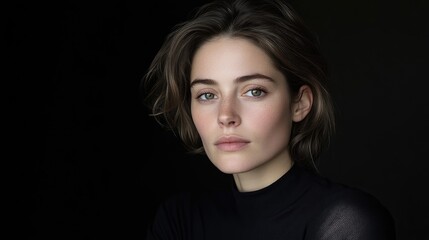 Naklejka premium Close-up portrait of a woman with natural beauty