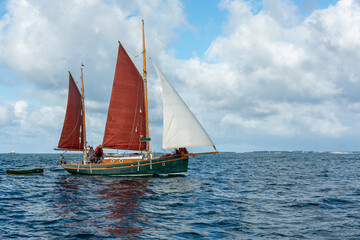 Old Traditional Sailing Boat on a Calm Sea.