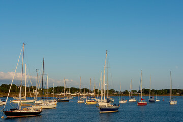 Sailing Boats in the Harbour at Sunset