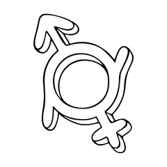 Hand drawn genderfluid (female and male) gender identity icon Symbol used to represent sex and gender