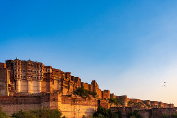 India. State of Rajasthan. Jodhpur. Mehrangarh Fort (historic stronghold of the Rathore Rajput...