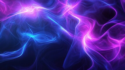 Obraz premium Ultra-HD deep blue and purple psychedelic light waves background with soft glow effects, creating an abstract and luxurious feel, ideal for futuristic tech brands and premium product designs.