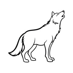 Obraz premium Clean Howling Wolf Silhouette Vector Illustration