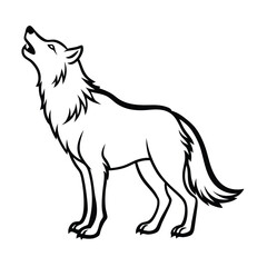 Clean Howling Wolf Silhouette Vector Illustration
