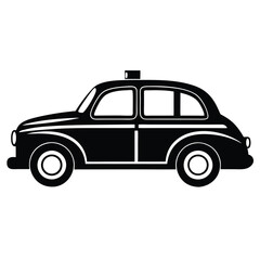 Taxi Car Side View Black Silhouette Illustration
