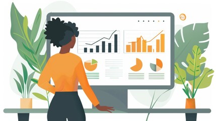 Business presentation with a female executive explaining market trends