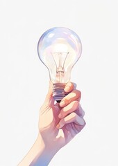 Hand holding glowing lightbulb