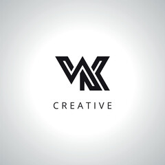 Creative Letter WK KW Monogram Logo Template With Vector Eps.
