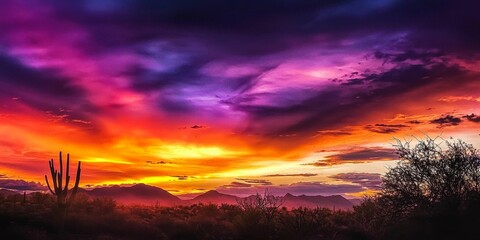 Obraz premium Serene landscapes illuminated by the setting sun in Arizona.