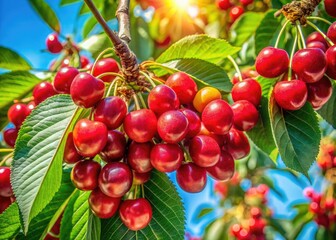 Obraz premium Spring's vibrant cherry blossom orchard explodes in a stunning panoramic landscape photograph.