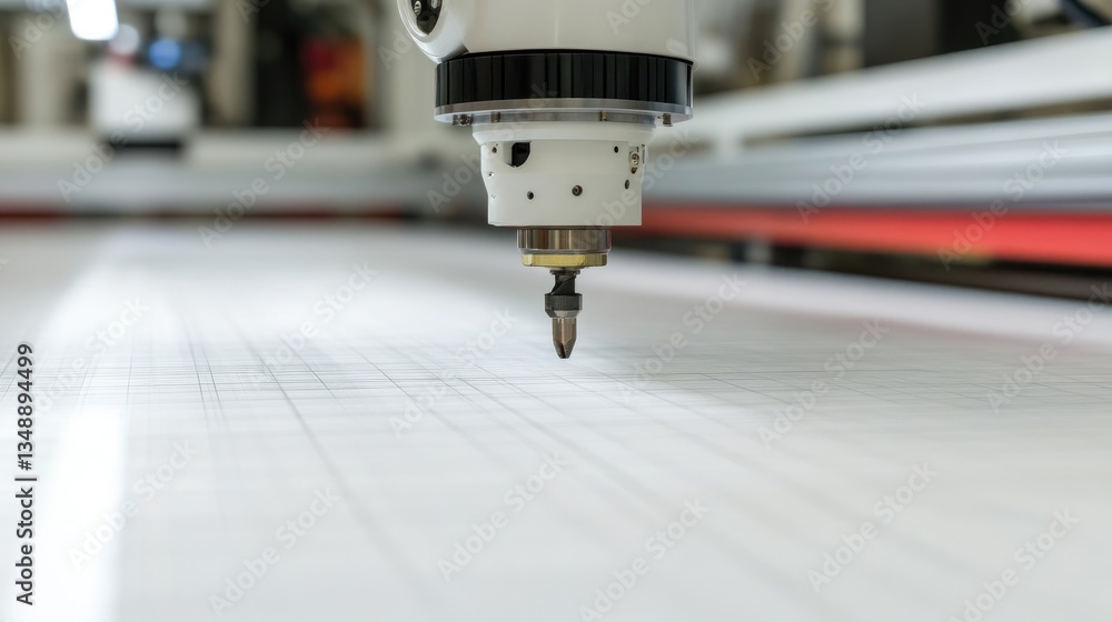 Poster a close-up of laser-guided paper cutting machines ensuring precision in production.
