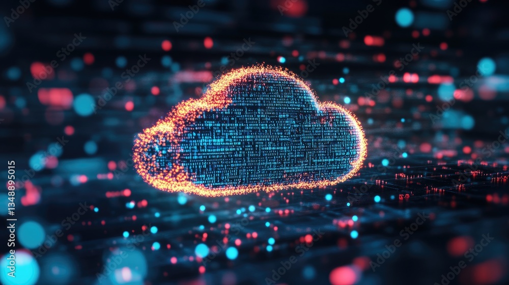 Poster a cloud-based nlp system analyzing massive text data in a futuristic digital space.