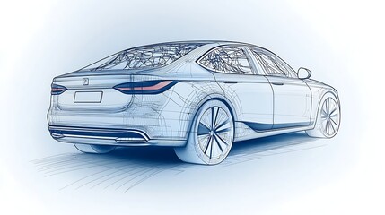 Blueprint Sedan Design for Automotive Engineering.