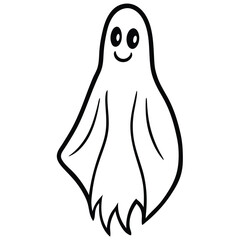 Ghost Silhouette Vector Illustration - Isolated on White Background