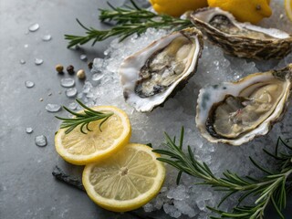 Urban grit meets gourmet grace: fresh oysters, a concrete canvas, beautifully photographed.