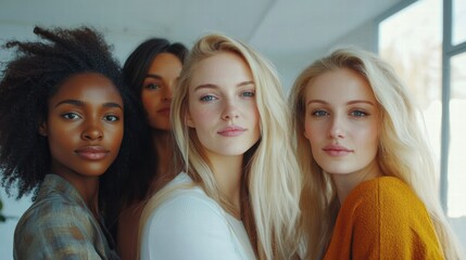 Obraz premium Diverse team of women posing confidently in office.