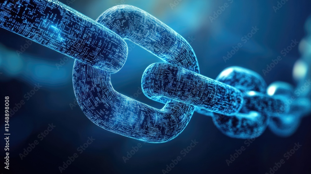 Poster a conceptual image of blockchain-powered secure communication technology.