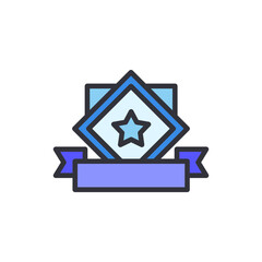 Award badge colored icons, minimalist vector illustration ,simple transparent graphic element .Isolated on white background