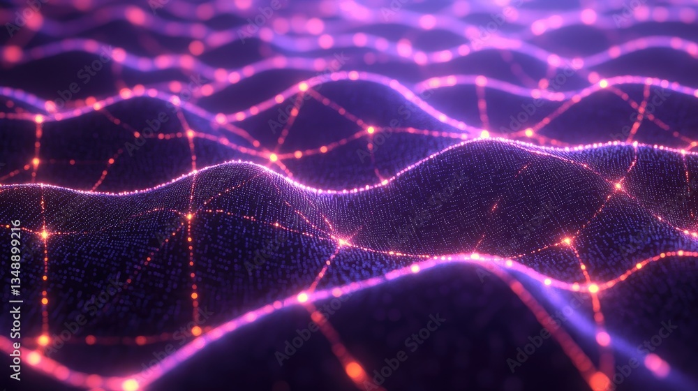 Aufkleber a concept of artificial intelligence with glowing deep learning algorithms.