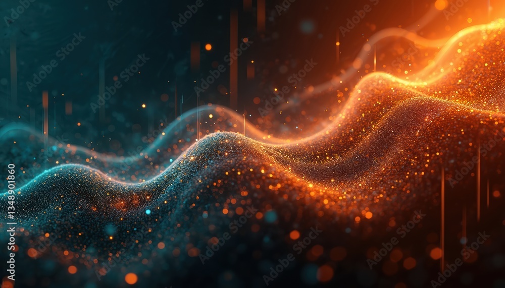 Poster futuristic tech background, abstract 3d rendering of data processing. cyberspace digital network, ai