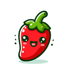 cute red chili pepper character smiling with a playful expression  