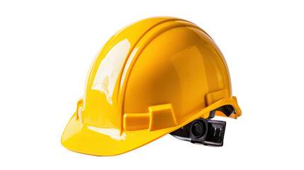 Fototapeta premium Yellow safety helmet protecting construction workers on transparent background