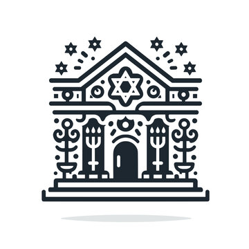 black synagogue building with star of david clip art preview