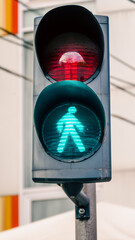 traffic light with a green man