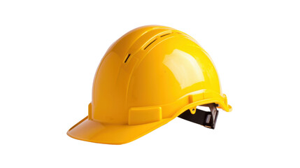 Fototapeta premium Yellow safety helmet protecting construction workers on transparent background