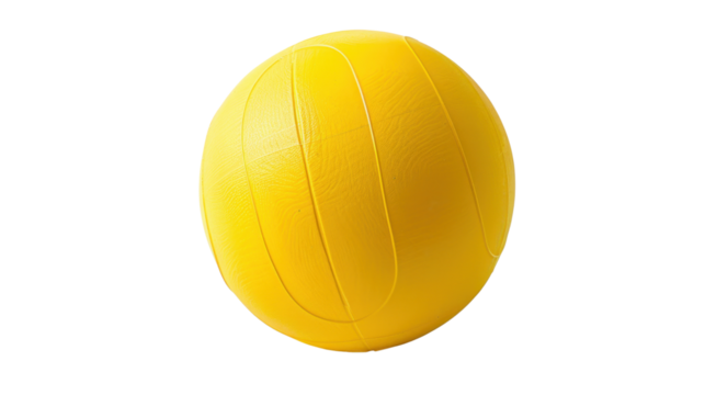 Yellow dodgeball floating on transparent background ready for gym class