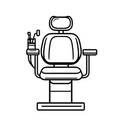 Dental chair outline illustration in black and white  