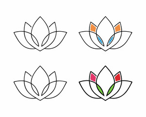 Abstract lotus flower logo icons set on white background. Lotus plant. Lotus flower