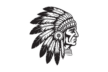 Native American chief headdress Silhouette Vector