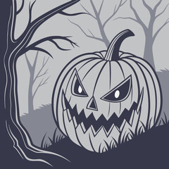Halloween spooky pumpkin character art vector design