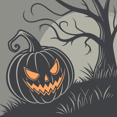 Halloween spooky pumpkin character art vector design