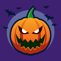 Halloween spooky pumpkin character art vector design