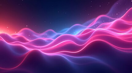 Vibrant and dynamic abstract background featuring smooth flowing waves, soft gradients, and glowing neon colors. 
