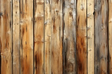 Vertical wooden planks show rich textures, warm brown tones, subtle lighting. Emphasizes rustic aesthetic, natural beauty. Neural network AI generated