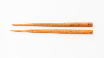 wooden chopstick on white background