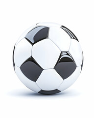 Fototapeta premium Shiny black and white soccer ball isolated on white