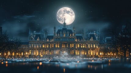 Enchanted Palace Under a Full Moon