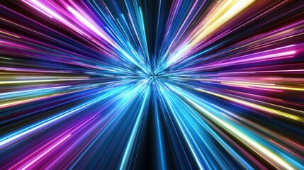 Colorful Light Speed Lines in Center Zoom