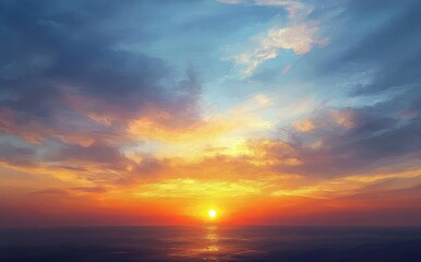 Fototapeta premium Breathtaking Sunset Sky with Dreamy Clouds in Warm and Cool Tones