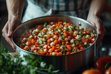 Celeriac Pot with Boiling Vegetables for Healthy Mashed Dish Preparation