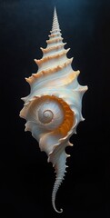 Obraz premium Spiral Seashell Tibia Fusus Photorealistic Painting Undersea Marine Life Ocean Shells Coastal Nature