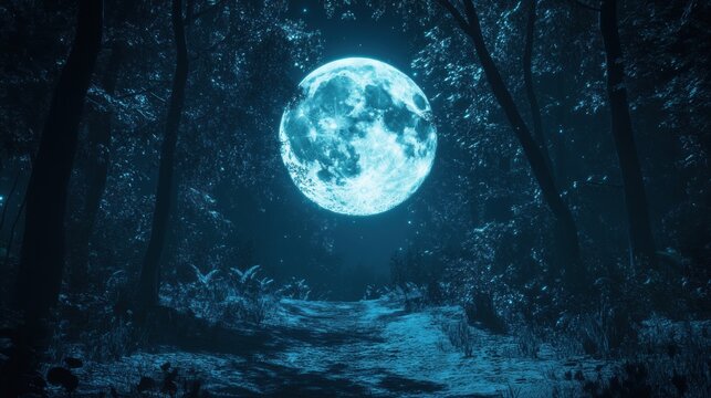Moonlight Path in Mystic Forest