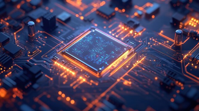 Quantum AI-powered Microchip with Intricate Circuits