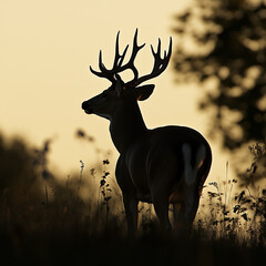 Deer at Sunset Scene
