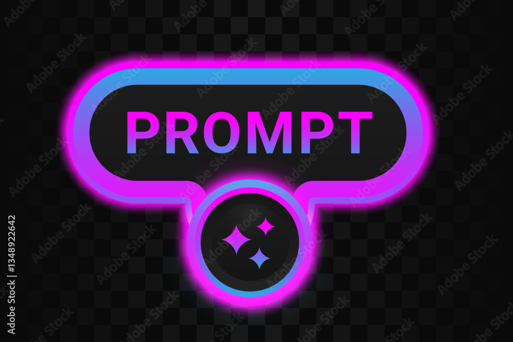 Poster artificial intelligence prompt button icon. ai push symbol