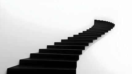 Abstract Black and White Staircase with Curved Design in Minimalist Style